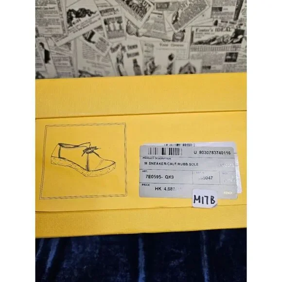 Fendi Men Leather Shoes Sneakers Calf Blue Gray EU 39 US 6.5 7 - Picture 6 of 9